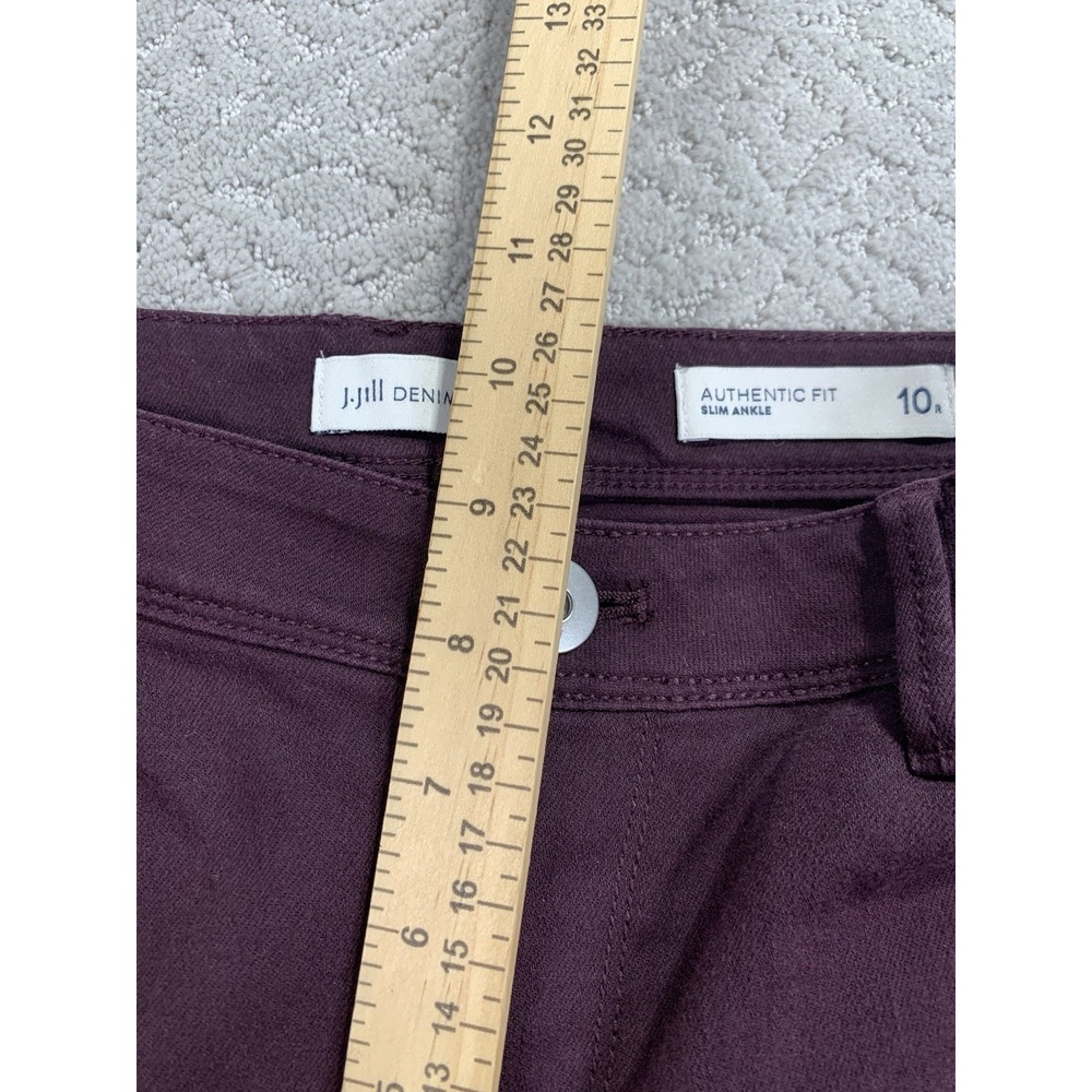 J Jill Authentic Fit Slim Ankle Jeans Womens Size 10R Burgundy Stretch Denim - Picture 5 of 8